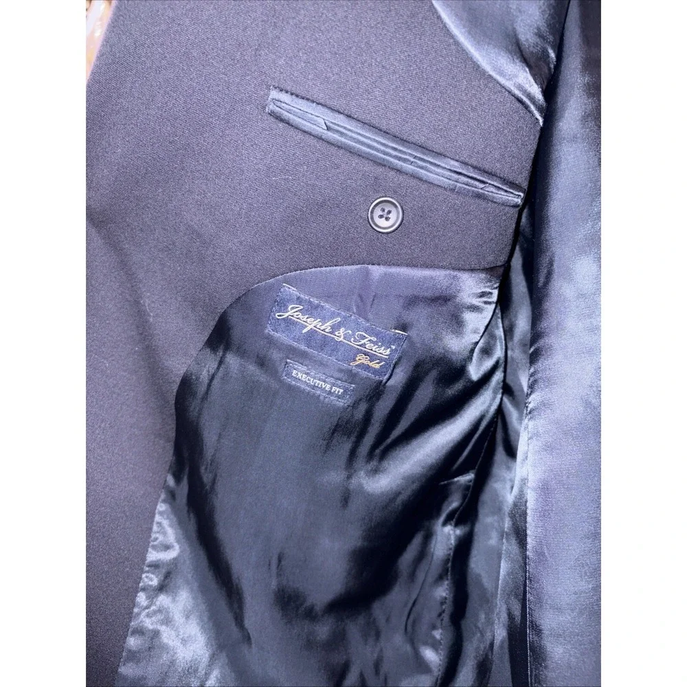 Joseph & Feiss Navy Blue Men's Blazer 44S‎ Sport Coat 100% Wool Executive Fit